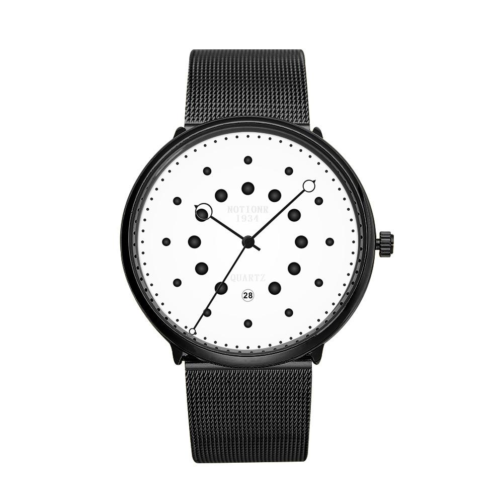 Concept Stainless Steel Mesh Strap Watch Men'S Personality Creative Waterproof Calendar Luminous Quartz Watch