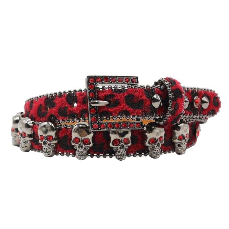 Trendy Waist Belt Studded Rhinestones Crystal for Street Dance Rivets Belt Livehouse Punk Waist Chain Skull Buckle
