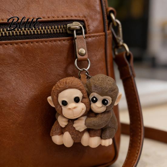 Bedroom Tabletop Decor 3D Printed Monkey Keychain Cute Holding Plush Toy Hanging Backpack Charm for Car Keys Gift Kids Adults Lightweight