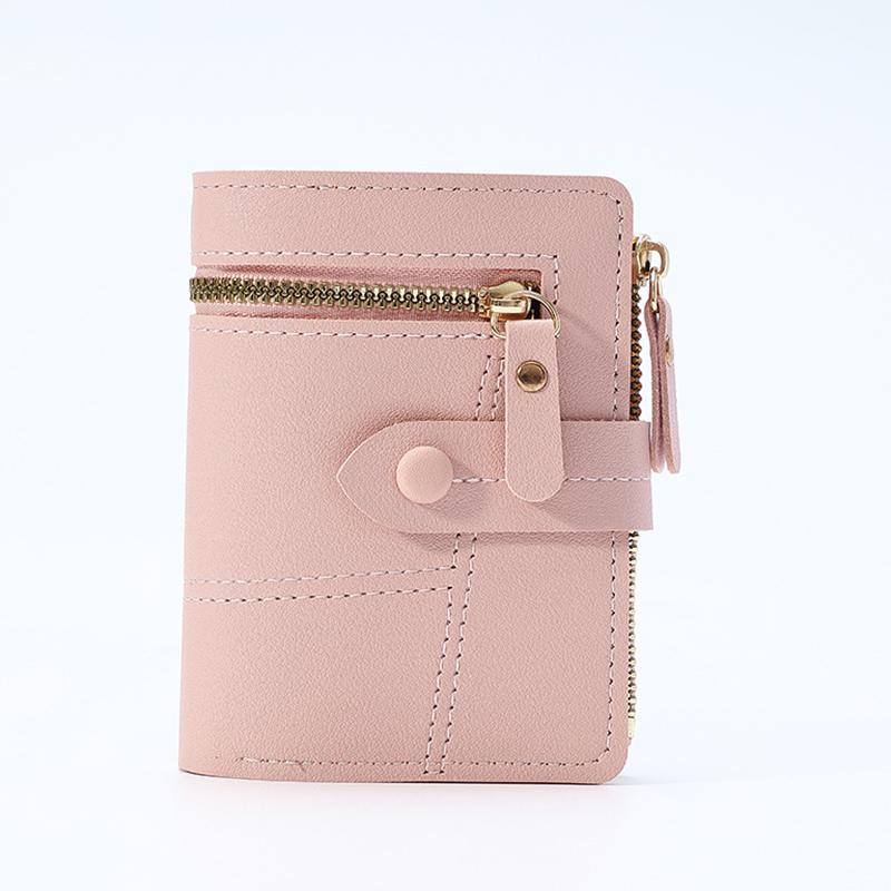 

Однотонный кошелек, короткий держатель для карт, роскошный дизайнерский однотонный клатч, ультратонкий кожаный кошелек для женщин розовый