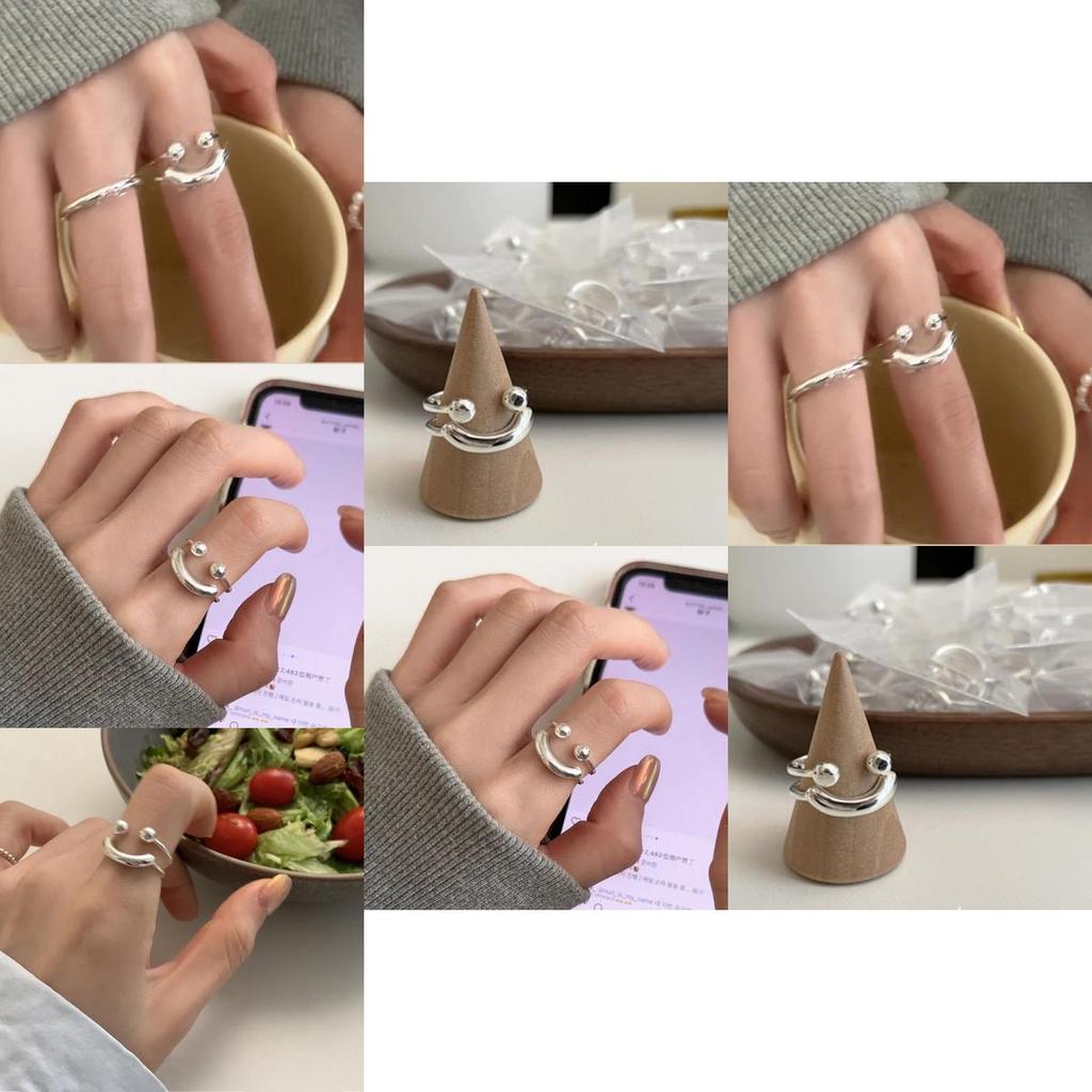 Trendiger Koreanischer Stil Smiley Gesicht Ring Für Frauen Verstellbarer Modischer Kupfer Accessoire
