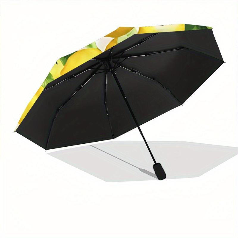 1pc Lemon Print Automatic Opening/closing Umbrella with Auto Open/Close, Windproof, Foldable Sunshade Yy250811141