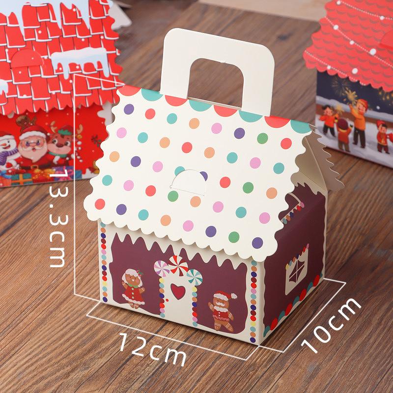 10pcs Christmas Cookie Snack Bag Kraft Paper Packing Box Creative Candy Gift Boxes  for Xmas Party