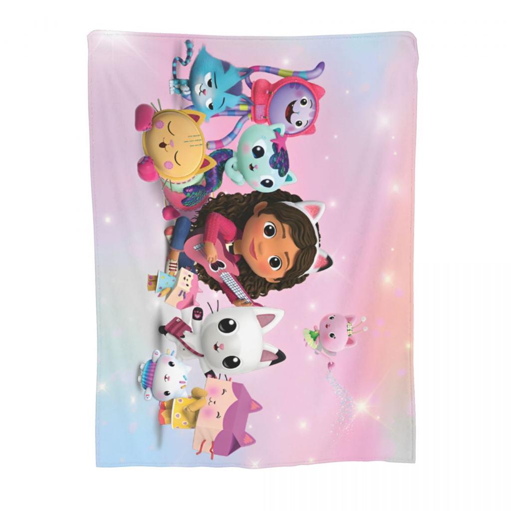 Gabbys Dollhouse Cartoon Blanket Velvet Summer Portable Super Warm Throw Blanket for Bedding Travel Bedspreads