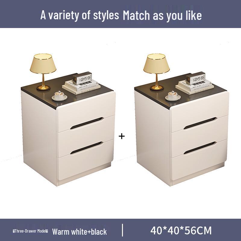 Luxury Nordic Bedside Table with Multi-Layer Shelves and Storage Drawers