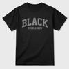Varsity Black Excellence Graphic Tee. Streetwear Brand Graphic T-Shirt. AJ6 Cap and Gown