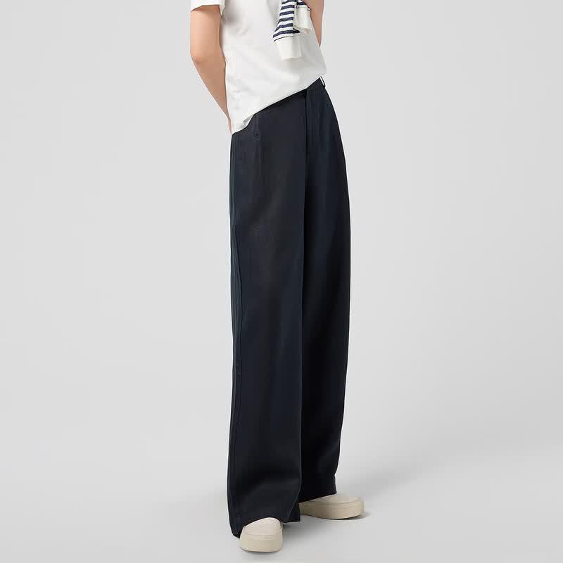 La Chapelle Women's Lyocell Linen Wide-Leg Pants