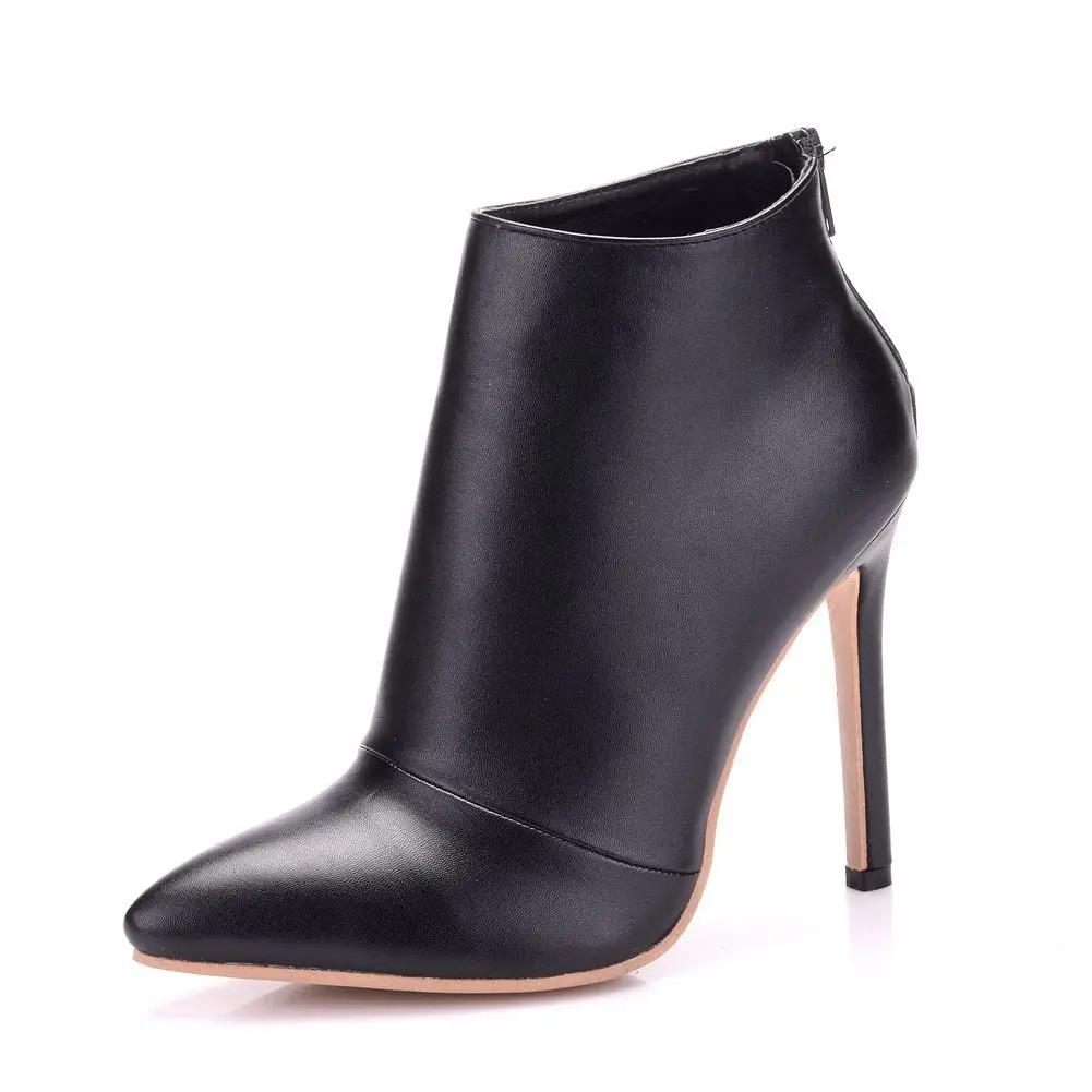 Winter Autumn Women Boots Sexy Ankle Boot Splicing ZIP PU 11CM Thin High Heels Fashion Party Dance Women Shoes Black