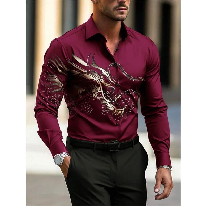 Men's Long Sleeve Shirt Casual All-match Fashion Street Mens Shirt Lapel Single-breasted Long Sleeve Top Men's Clothing
