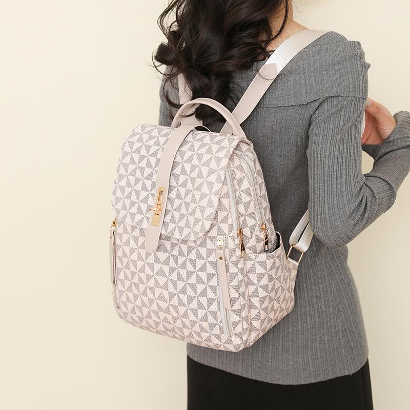 A New Fashionable Backpack for Women with Retro Printed Letters and Large Capacity