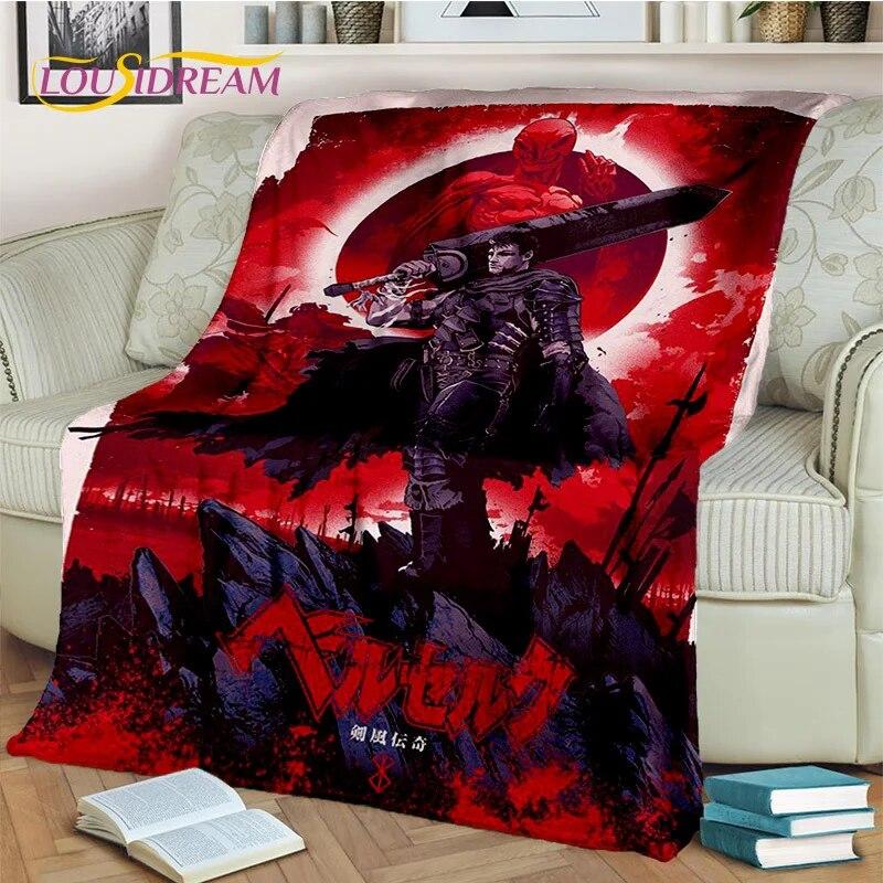3D Anime Calssic Berserk Cartoon HD Blanket,Soft Throw Blanket for Home Bedroom Bed Sofa Picnic Travel Office Cover Blanket Kids