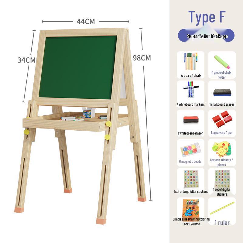 Solid Wood Children's Erasable Chalkboard Easel for Writing & Drawing