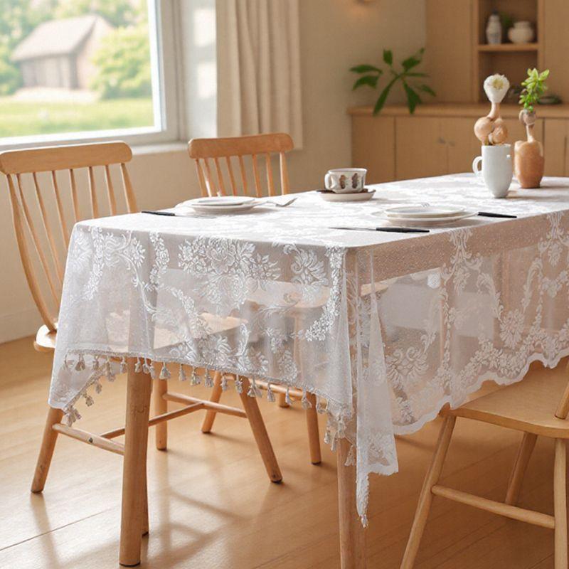 Elegante Phoenix Spitzentischdecke Rechteckig mit Muschelkante, Perfekt für Hochzeiten, Geburtstage, Babypartys & Jubiläen