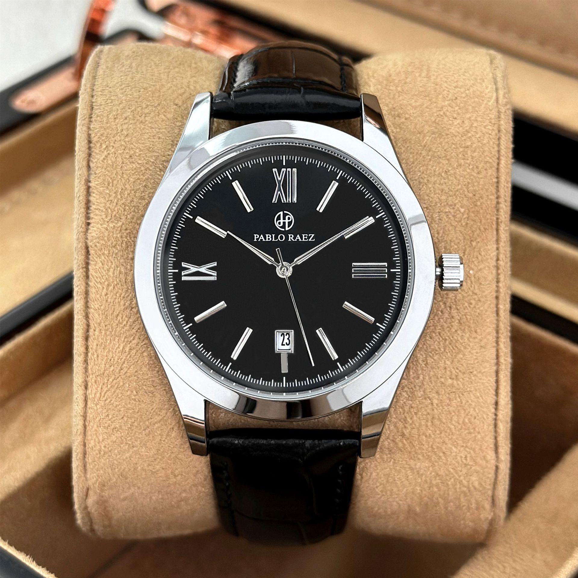 Мужские минималистичные черные водонепроницаемые кварцевые часы