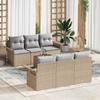 7 Piece Beige Garden Sofa Set with Cushions