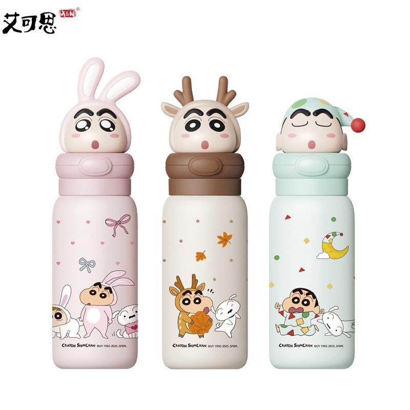 400ML Anime Crayon Shin-Chan Thermos Cup Stainless Steel Vacuum Flask Cartoon Doll Kids Water Bottle Tumbler Gifts Cup for Kids