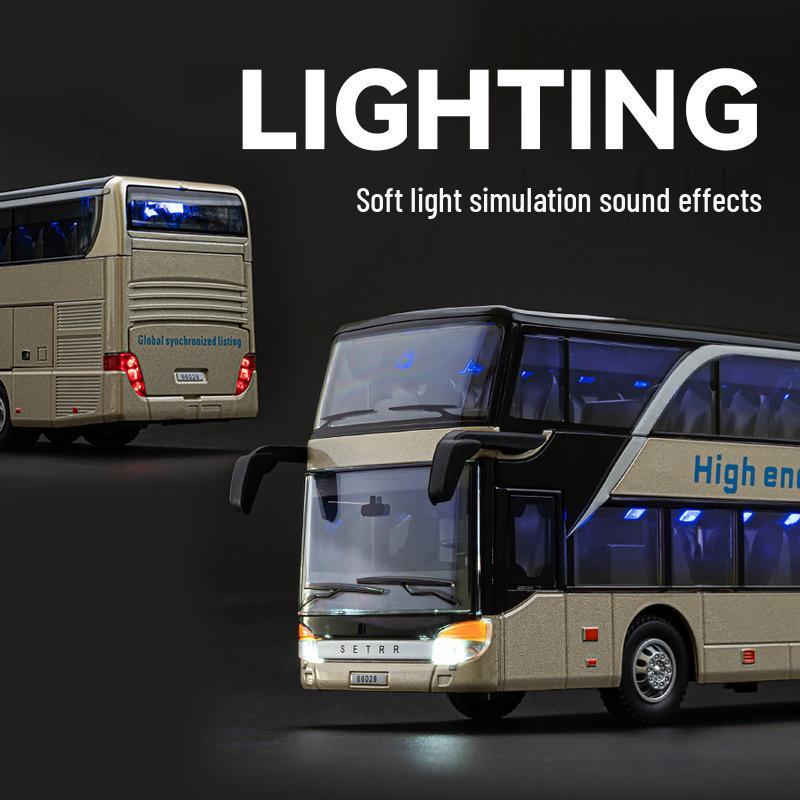 

Czhi CZ23223 Double-Decker Business Bus Model Toy with Pull-Back, Sound & Light Features