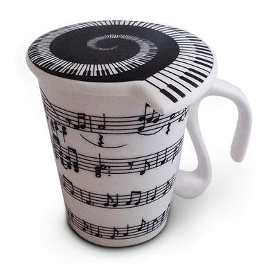 Taza de cerámica con tapa de nota musical