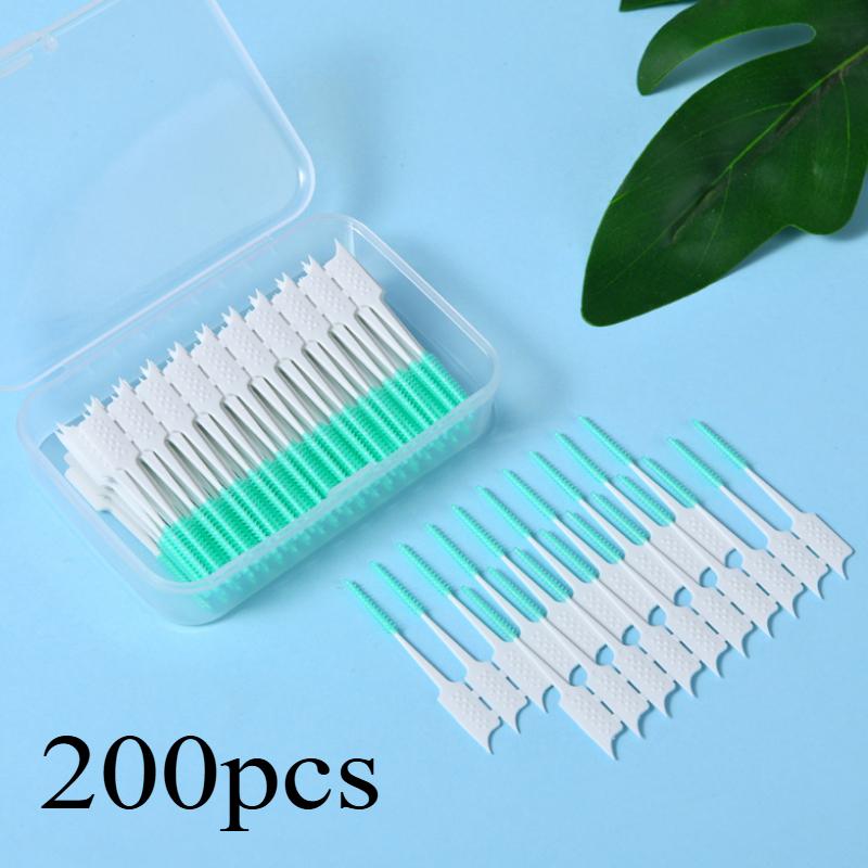 200Pcs/box Interdental Brush Soft Rubber Teeth Cleaning Tools Dental Cleaning Between Teeth Toothbrush Oral Hygiene Care Tools