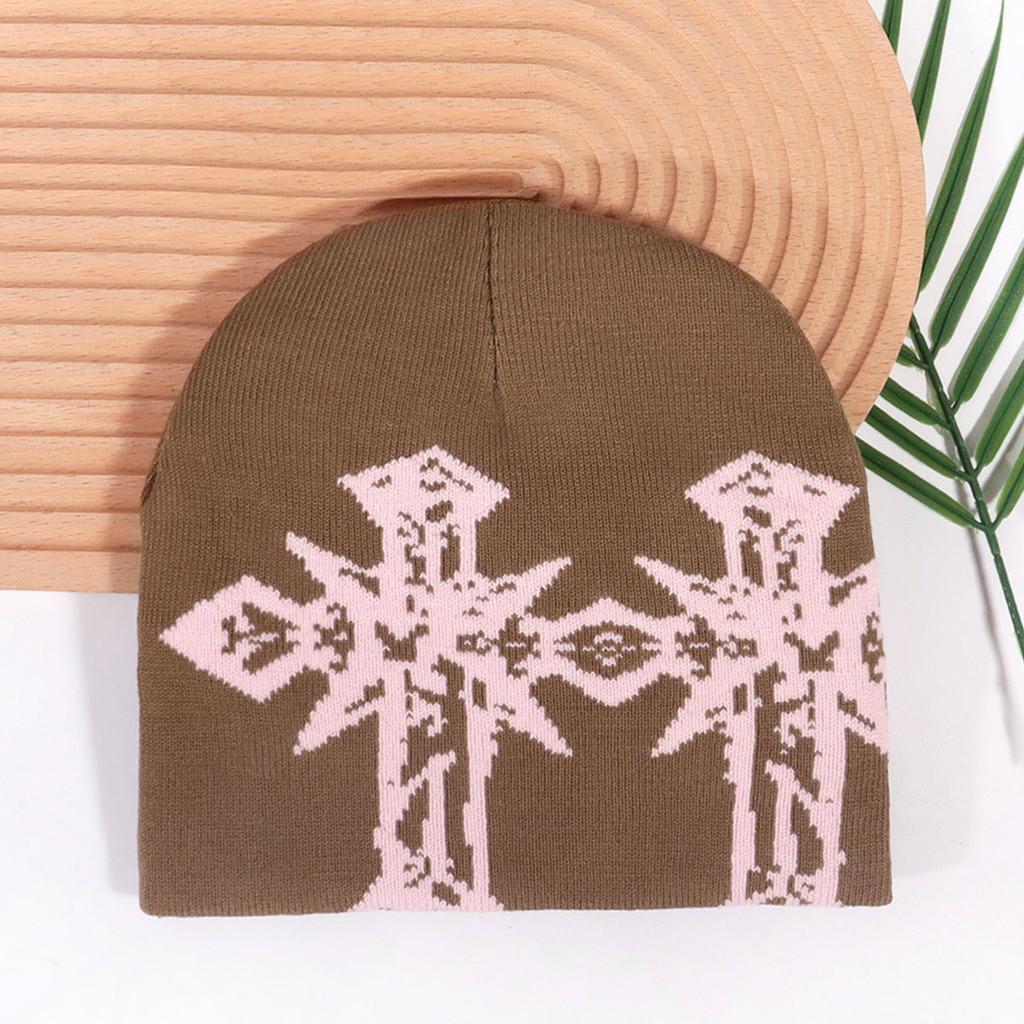 Cross Double Pattern Knitted Cap With Breathable Warm Hat Unisex Gift Fashion