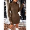Autumn and Winter Brown Sugar High Neck Sweater Women Long Sleeve Knit Sweater Wrap Hip Dresses