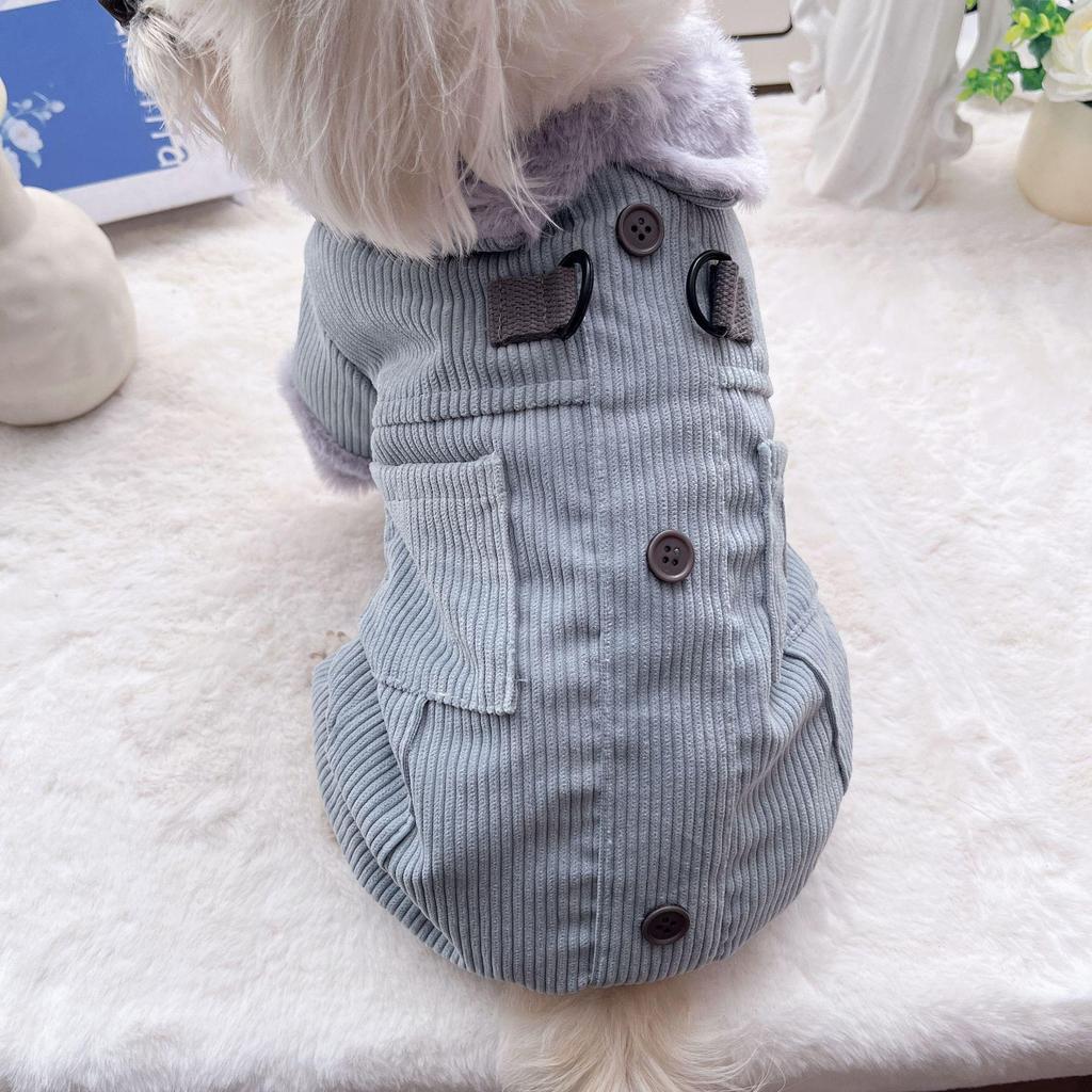 Corduroy Cotton Winter Clothes for Small & Medium Dogs: New Style for Teddy, Bichon, Schnauzer