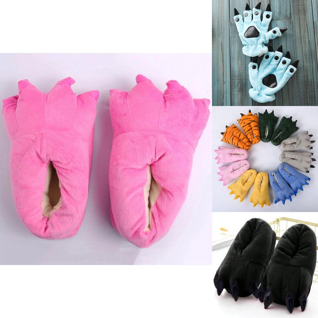 Cozy Dinosaur Cosplay Costume Slippers With Soft Plush Paw Shoes For Winter Warmth