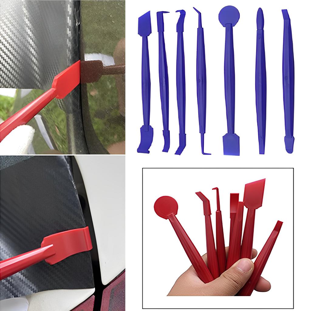 8Pcs Car Vinyl Wrap Film Squeegee Scraper Tools Carbon Fiber Decal Film Installation Edge Trimmer Squeegee Kit Auto Accessories