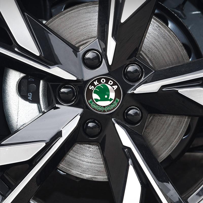 AAAAP1 4 Stück 55/65mm Auto Radnabenkappen Emblem Abdeckungen Für Skoda Octavia Superb Rapid Kodiaq Karoq Fabia Kamiq Enyaq Citigo Vision