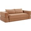 Convertible Compressed Sofa - 2/3 Places - ROSALIE - Hazelnut Brown Fabric - Foldable Armrests - 233 X 100 X 81 Cm