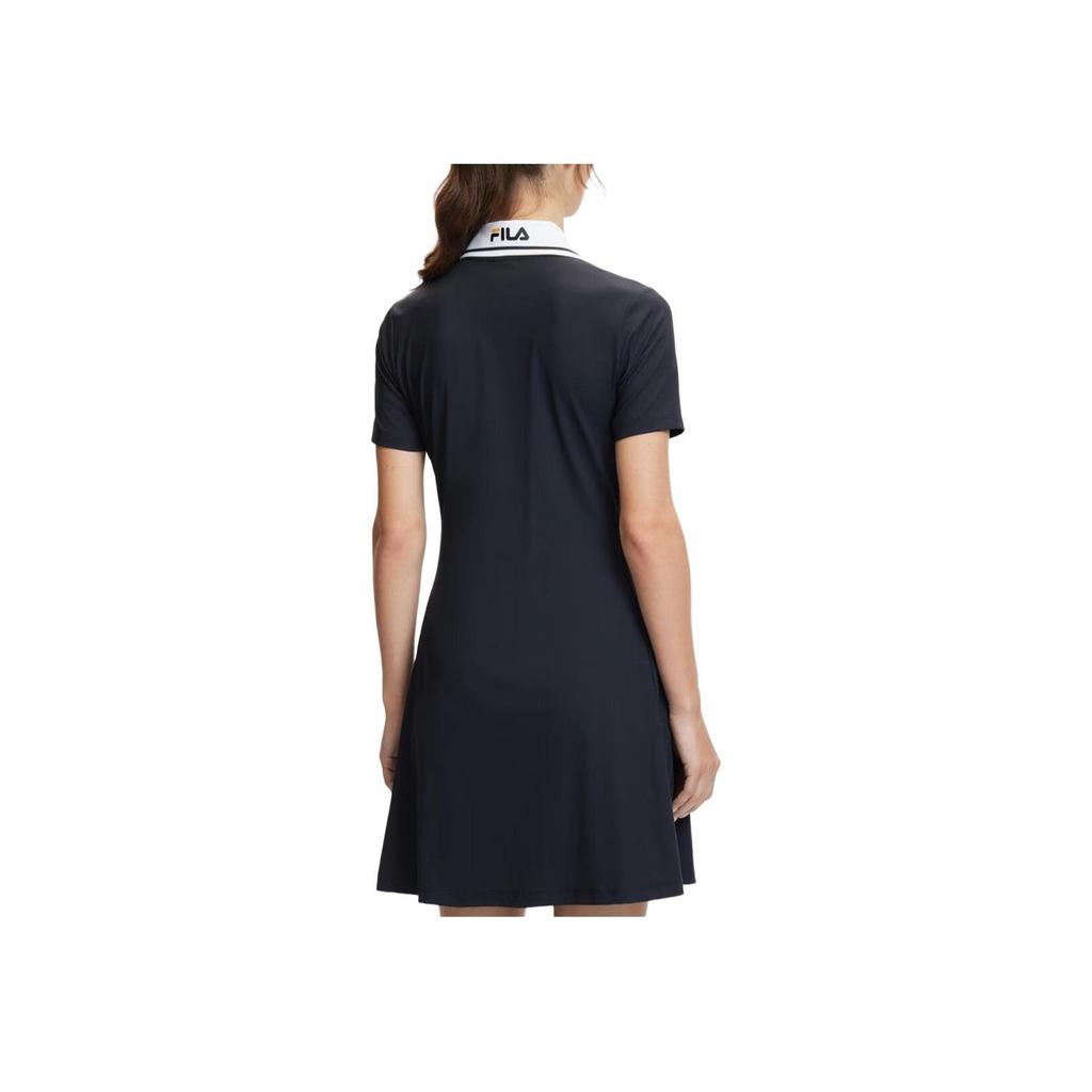 New FILA Short-Sleeved Dresses Women's Dark Flow Black A11W423304F-BK