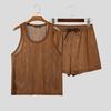 INCERUN 2PCS Summer Men Hollow Sleeveless Tank Tops and Shorts Beach Outfits Sets