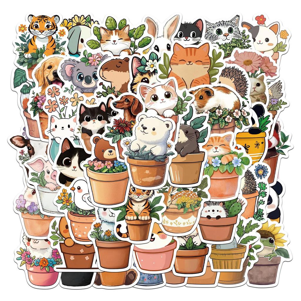 Sada samolepek divoké zvěře: Los, Alpaka, Panda & Lev