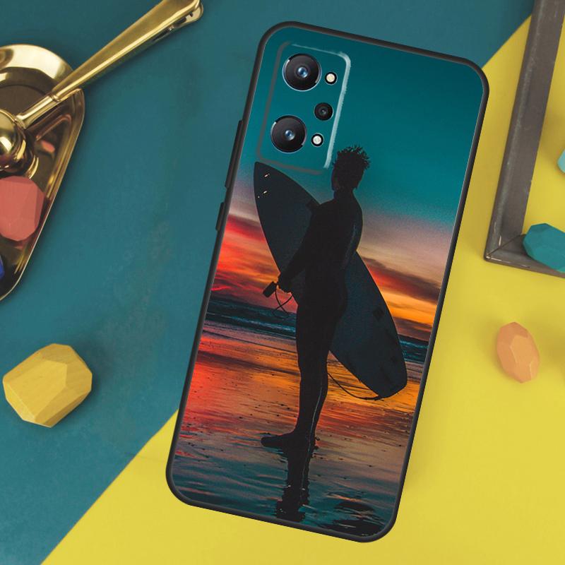 Surf Surfboard Case For Realme C67 C75 C61 C55 C53 C51 C21Y C25S 10 11 12 13 14 Pro Plus GT 6T 6 5 GT7 Pro