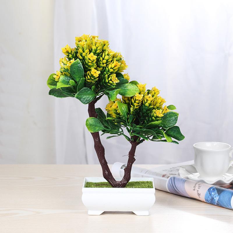 Artificial Plants Potted Bonsai Green Small Tree Plants Fake Flowers Potted Ornaments for Home Garden Decor Party Hotel Decor