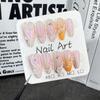 Gel Nail Tips With 3D Pearl Star Relief Design French Almond Shape Glow Art Set Women