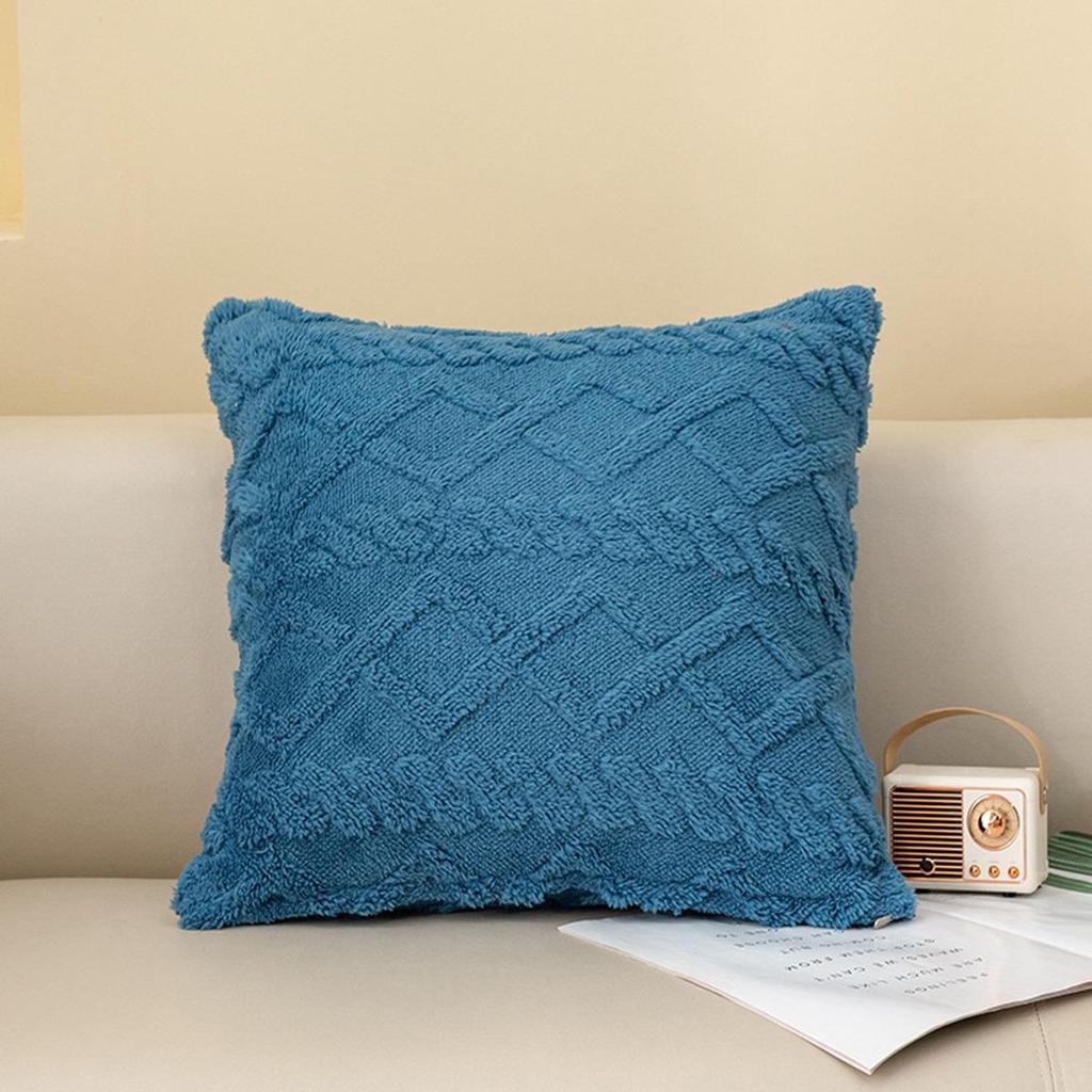 1pc, Soft  Plush Geometric Style Cushion Cover With Double Sided ,Home Decor, Bedroom,Living Room,18'' *18''/45cm* 45cm, No Pillow Core