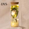 Eternal Rose With Warm Light Illumination Preserved Flower Glass Wishing Bottle Soap with LED Romantic Gift for Lover Friends