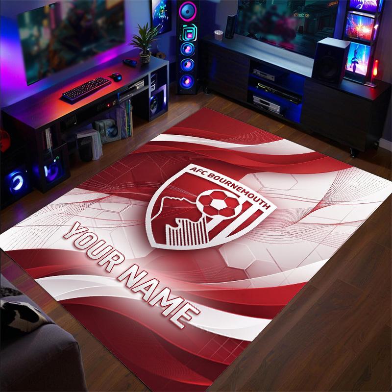 Crystal Velvet Rug Bournemouth Football Print Custom Name Text Floor Mat Home Decor