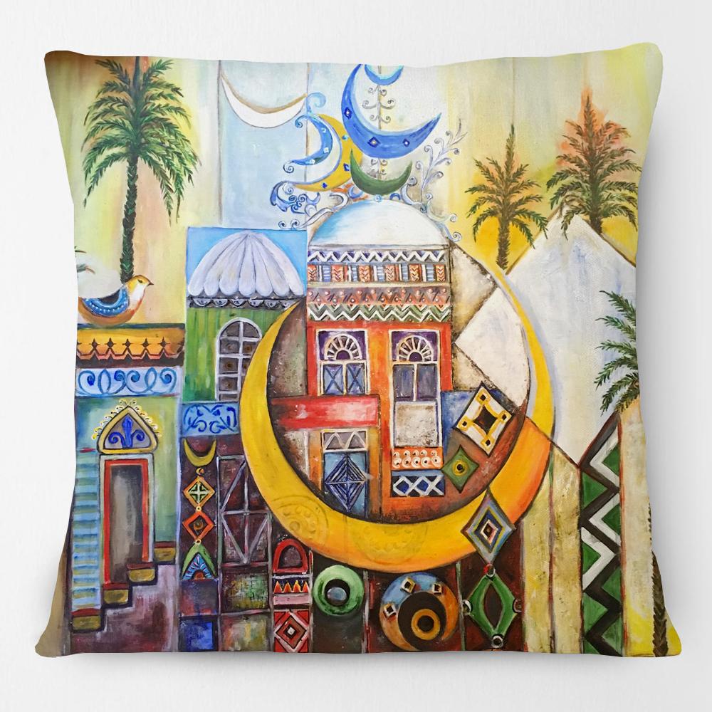 Middle East Arabic Muslim Islam Arabian Woman Portrait Poster Paintings Cushion Cover Decorative Pillows For Sofa