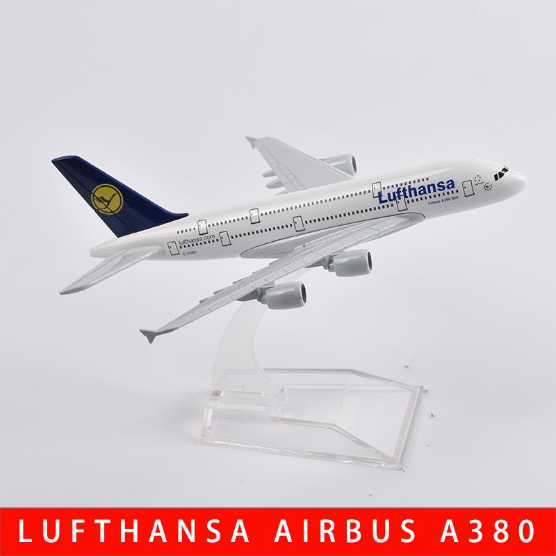 16cm Lufthansa Airbus 380 Flugzeugmodell Planel Flugzeug Diecast Metall 1/400 Maßstab Flugzeuge