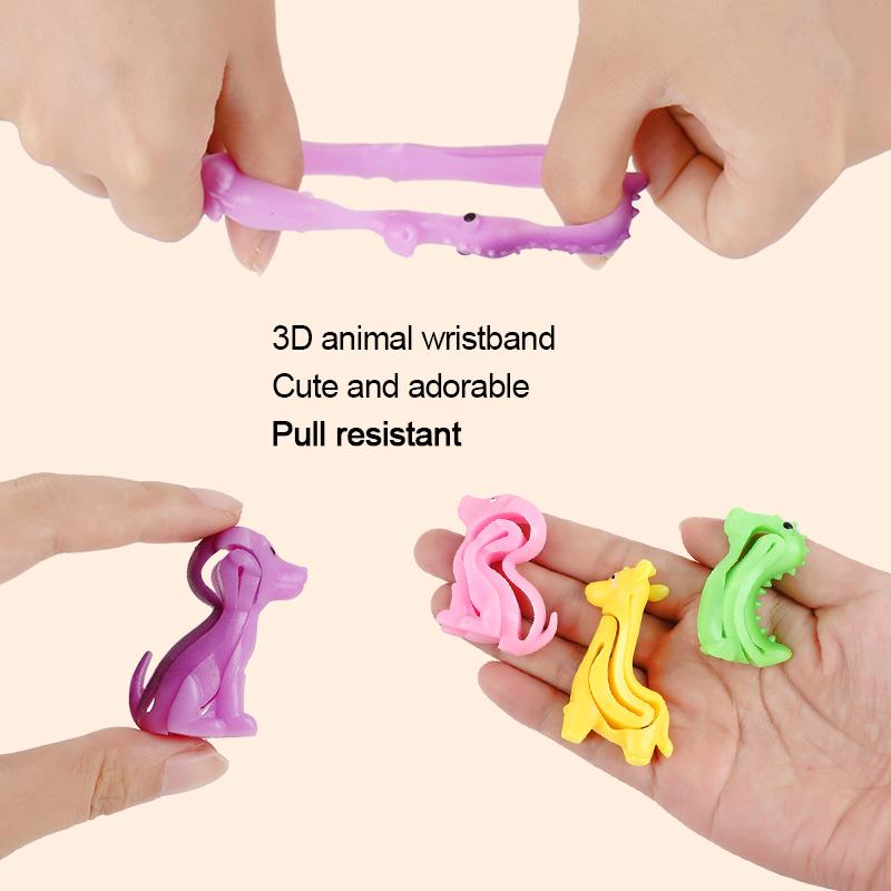 5/10/20Pcs Cartoon Animal Wristband Stress Relief Sensory Toy Bracelet Kids Birthday Party Favors Pinata Filler Baby Shower Gift