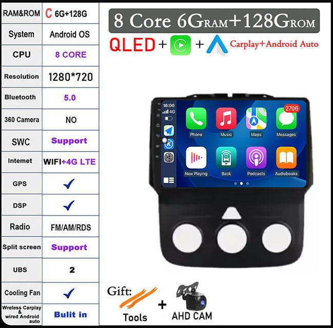 Wireless CarPlay Android 14 Radio For Dodge RAN 1500 2500 3500 2013-2018 GPS Navigation Stereo Car Intelligent Systems 4G WIFI