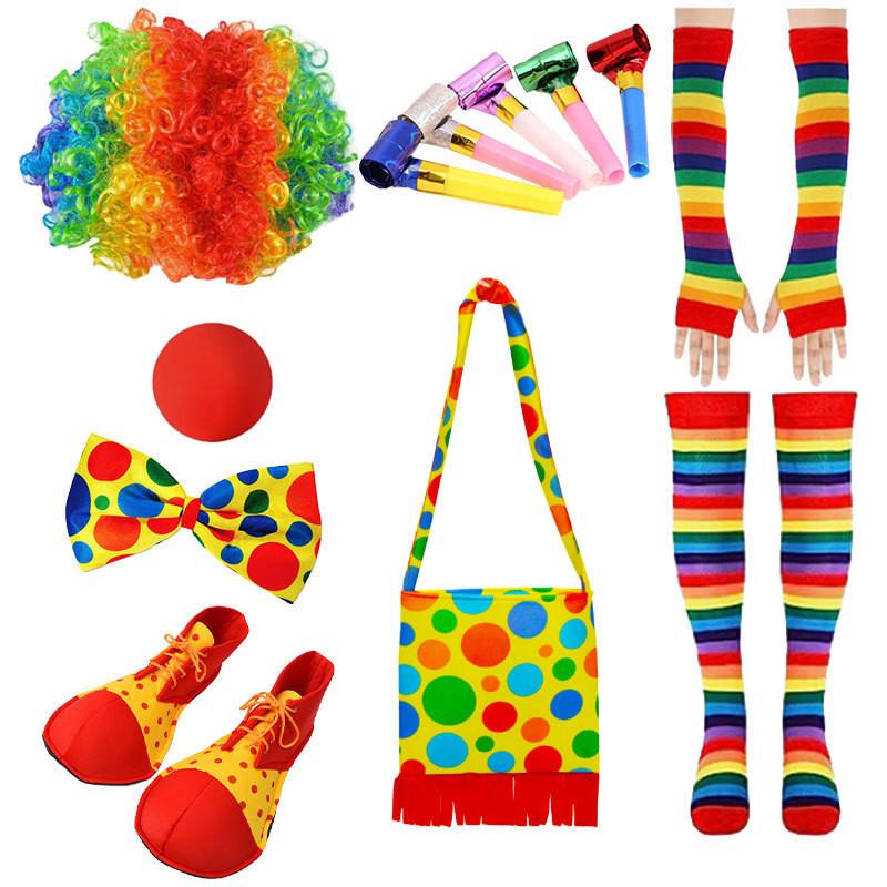 Roleplay Joker Outfit With Clown Nose And Wig Set For Cosplay Costume Events