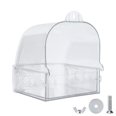 Birds Bath Box Hanging Transparent Birds Bathtub Shower Box for Little Parrots Canary