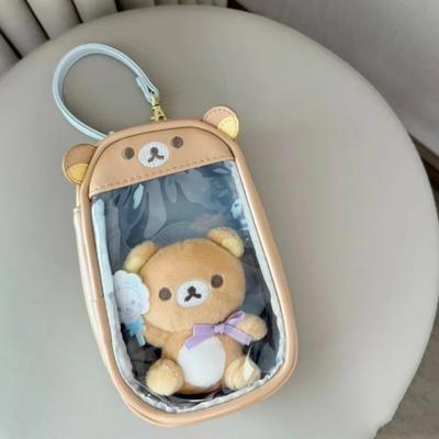 Sac de Rangement Rilakkuma Mignon Durable Dessin Animé Anime Boîte Organisatrice Multifonctionnelle Cuir PU Portable Sac d'Exposition pour Poupées Cadeaux