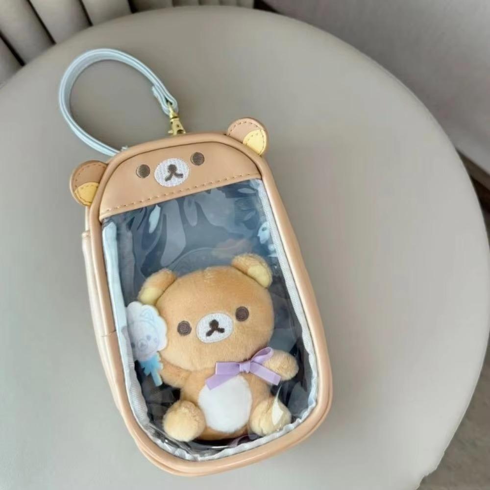Borsa Portaoggetti Rilakkuma Carina Resistente Cartone Animato Anime Scatola Organizer Multifunzionale Borsa a Mano Portatile in Pelle PU Regali