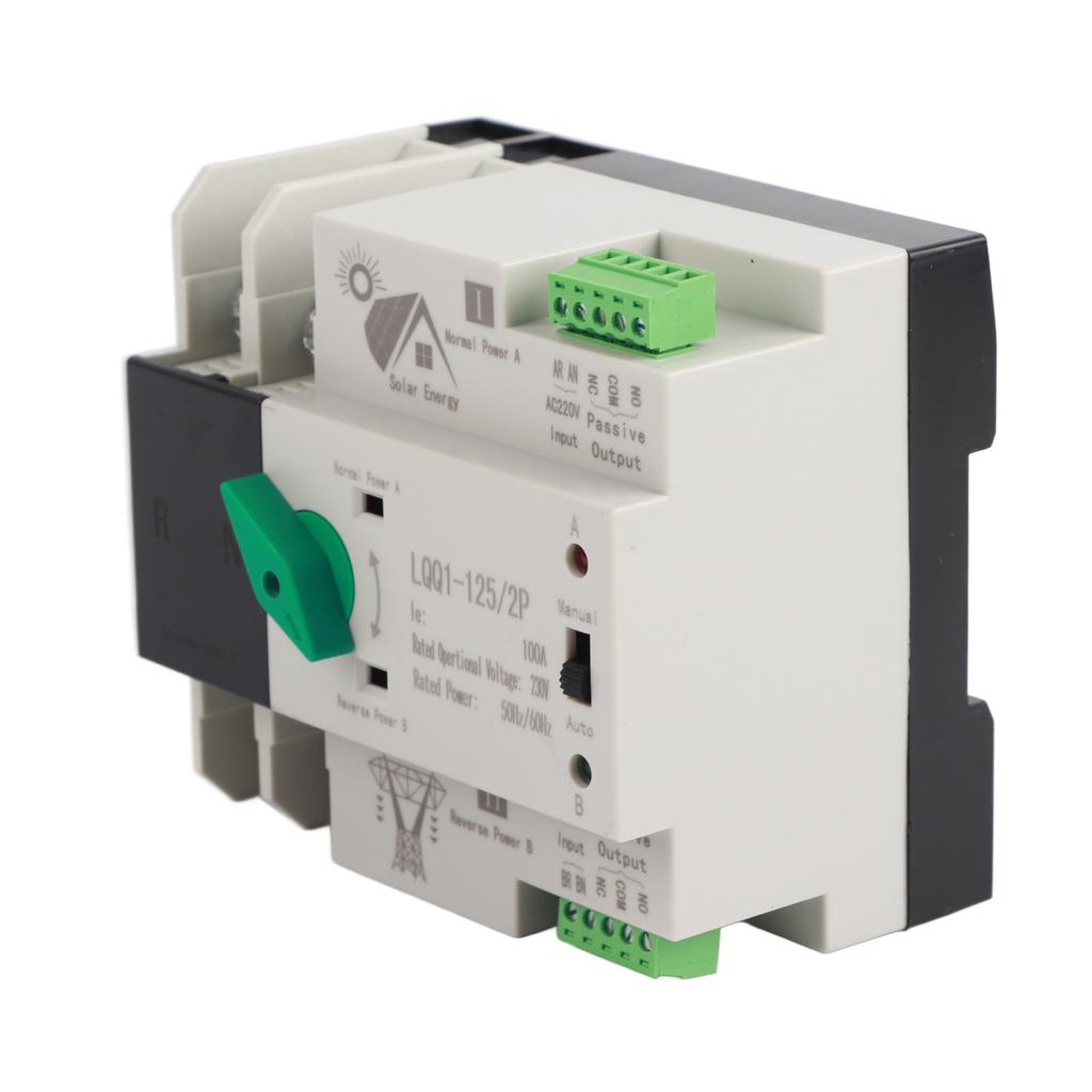 Dual Power Automatic Transfer Switch 2P Millisecond Circuit Fast Controller AC230V 100A Household PV