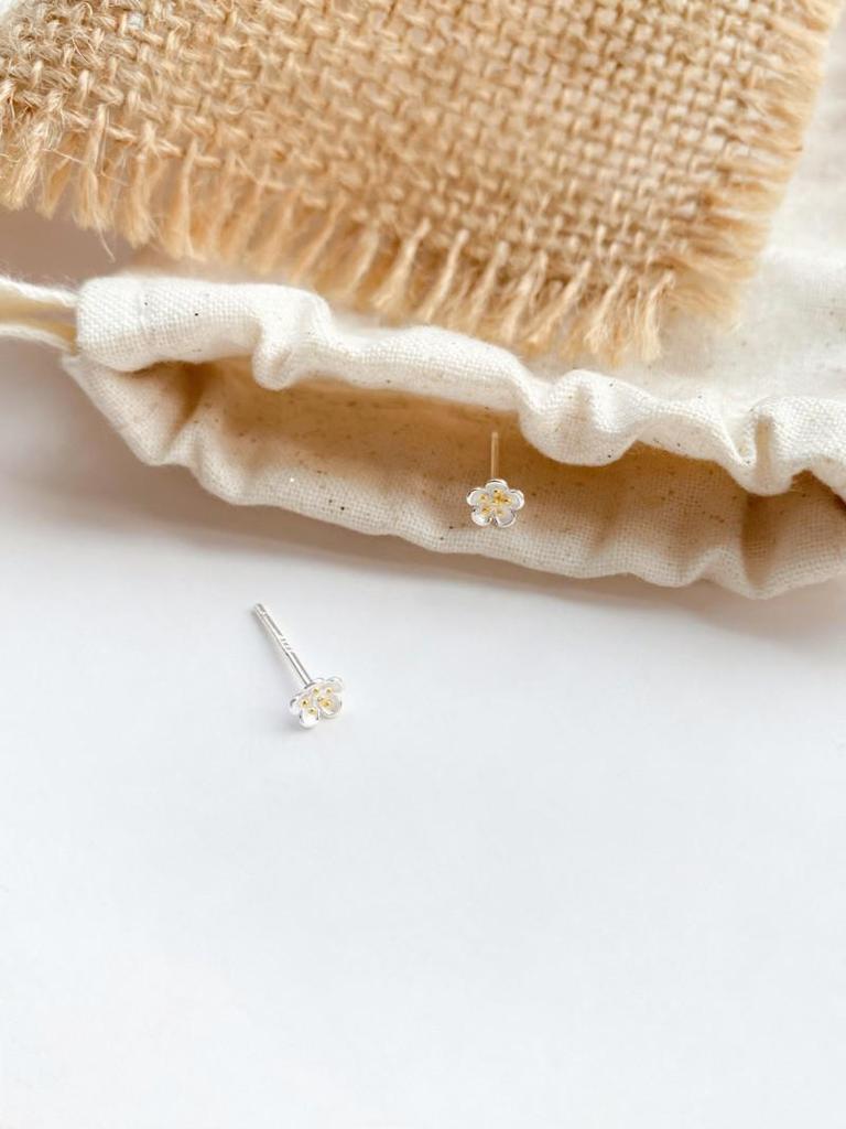 S999 Sterling Silber Blume Ohrstecker, Einfach & Vielseitig für Damen