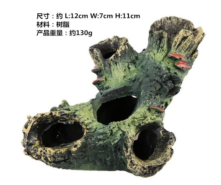 Aquarium Hollow Log Decor Multifunction Resin Fish Hiding Cave Non-toxic Aquarium Decoration for Fish Tank Aquarium Accessories